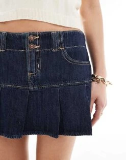 Hollister Micro Pleated Mini Skirt In Dark Denim For Women -Hollister Shop 207275268 5