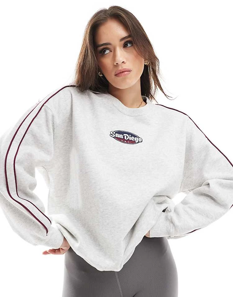 Hollister Contrast Panel Logo Detail Sweat Top Co-ord In Grey Multi For Women 7 Hollister Contrast Panel Logo Detail Sweat Top Co-ord In Grey Multi For Women - Image 5