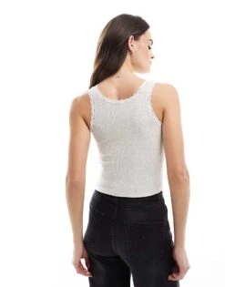 Hollister Lace Trim Cami Top In Grey For Women -Hollister Shop 207275308 2