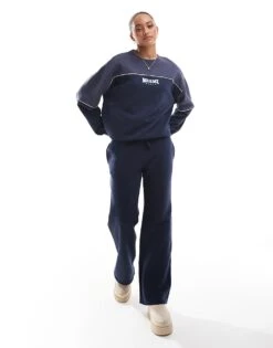 Hollister Contrast Panel Straight Leg Jogger Co-ord In Navy For Women