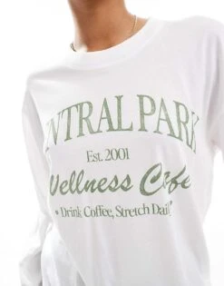 Hollister Long Sleeve Oversized Dad Slogan T Shirt In White For Women -Hollister Shop 207361341 3