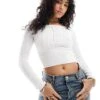 Hollister Cable Knitted Off Shoulder Tie Front Top In Cream For Women -Hollister Shop 207361379 1 cream