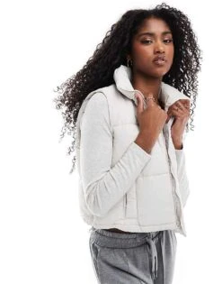 Hollister Padded Cropped Vest In Grey For Women -Hollister Shop 207361536 1 grey 1