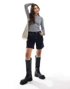 Hollister Icon Long Sleeve Quarter Zip Top In Grey Stripe For Women -Hollister Shop 207361537 3