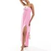 Hollister Twist Bust Detail Bandeau Midi Dress With Thigh Split In Pink For Women -Hollister Shop 207361563 1 pink