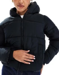 Hollister Everyday Padded Cropped Jacket With Hood In Black For Women 9 Hollister Everyday Padded Cropped Jacket With Hood In Black For Women -Hollister Shop 207361671 3