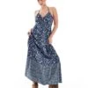 Hollister Halterneck Maxi Dress With Tiered Hem Detail In Navy Paisley Print For Women Multi
