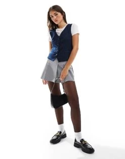 Hollister Relaxed Waistcoat In Navy Pinstripe For Women -Hollister Shop 207361706 4