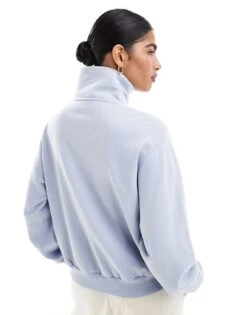 Hollister Motif Detail Half Zip Sweat Top In Blue For Women -Hollister Shop 207361746 4