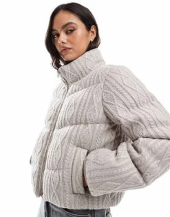 Hollister Cable Knitted High Neck Cropped Jacket In Mocha For Women 11 Hollister Cable Knitted High Neck Cropped Jacket In Mocha For Women -Hollister Shop 207361782 1 mocha 1