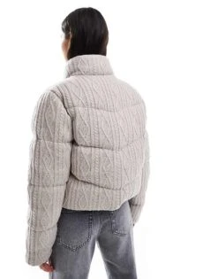 Hollister Cable Knitted High Neck Cropped Jacket In Mocha For Women 10 Hollister Cable Knitted High Neck Cropped Jacket In Mocha For Women -Hollister Shop 207361782 4