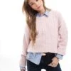 Hollister Cosy Oversized Cable Knitted Jumper In Pink For Women