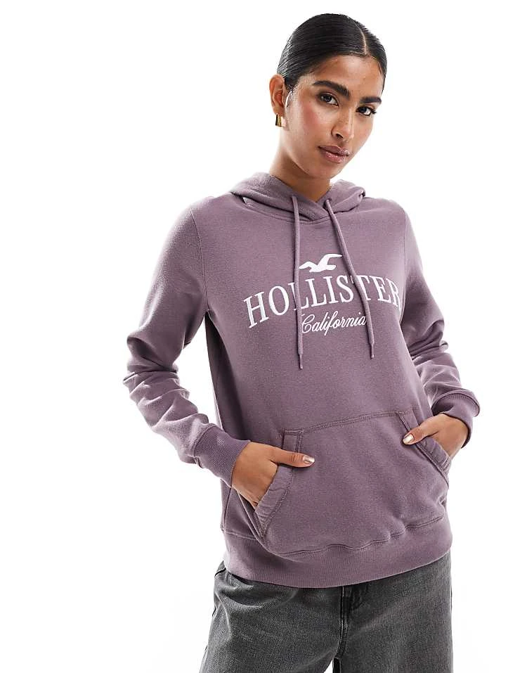 Hollister Logo Detail Pullover Hoodie In Light Brown For Women 3 Hollister Logo Detail Pullover Hoodie In Light Brown For Women