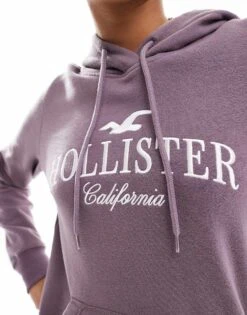 Hollister Logo Detail Pullover Hoodie In Light Brown For Women 9 Hollister Logo Detail Pullover Hoodie In Light Brown For Women -Hollister Shop 207361956 3