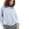 Hollister Logo Detail Quarter Zip Sweat Top In Blue For Women Zen Blue