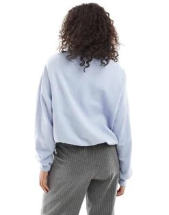 Hollister Logo Detail Quarter Zip Sweat Top In Blue For Women Zen Blue -Hollister Shop 207362047 4