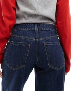 Hollister Low Rise Baggy Straight Leg Jean With Turn Up Hem Detail In Indigo For Women -Hollister Shop 207362231 4