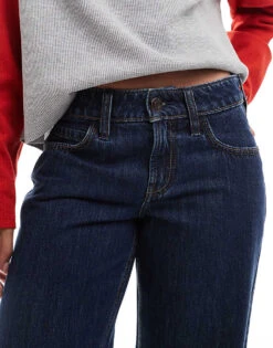 Hollister Low Rise Baggy Straight Leg Jean With Turn Up Hem Detail In Indigo For Women -Hollister Shop 207362231 5