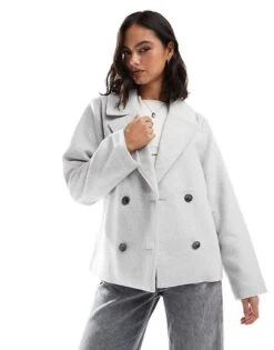 Hollister Wool Blend Classic Jacket In Light Grey For Women -Hollister Shop 207362265 1 lightgrey 1