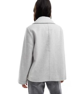 Hollister Wool Blend Classic Jacket In Light Grey For Women -Hollister Shop 207362265 3