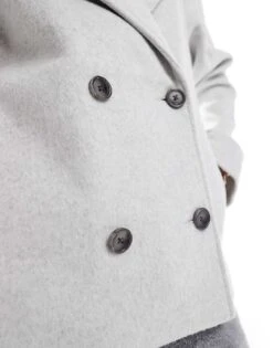 Hollister Wool Blend Classic Jacket In Light Grey For Women -Hollister Shop 207362265 4