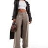 Hollister Tailored Wide Leg Trouser In Brown Check For Women -Hollister Shop 207362312 1 browncheck