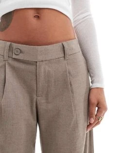 Hollister Tailored Wide Leg Trouser In Brown Check For Women -Hollister Shop 207362312 4