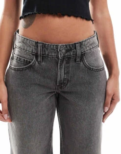 Hollister Low Rise Baggy Straight Leg Jean In Black Wash For Women -Hollister Shop 207362387 5