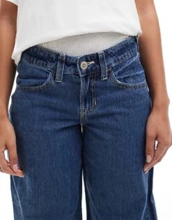 Hollister Tapered Low Rise Baggy Jean In Dark Blue Wash For Women -Hollister Shop 207362450 5