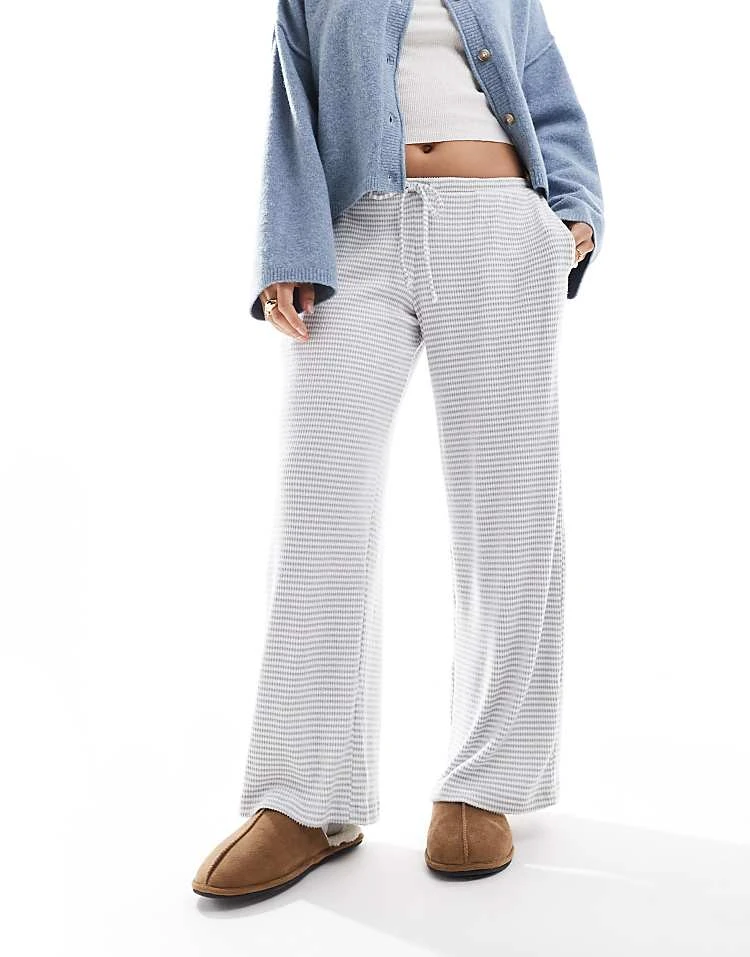 Hollister Nightwear Cosy Ribbed Baggy Trouser In Blue Stripe For Women 4 Hollister Nightwear Cosy Ribbed Baggy Trouser In Blue Stripe For Women - Image 2