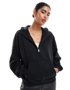 Hollister Logo Zip Through Sweat Top In Black For Women -Hollister Shop 207362530 1 black 1