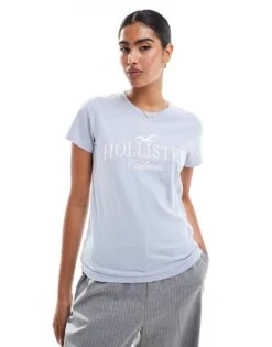 Hollister Short Sleeve Logo T-shirt In Blue For Women -Hollister Shop 207362548 3