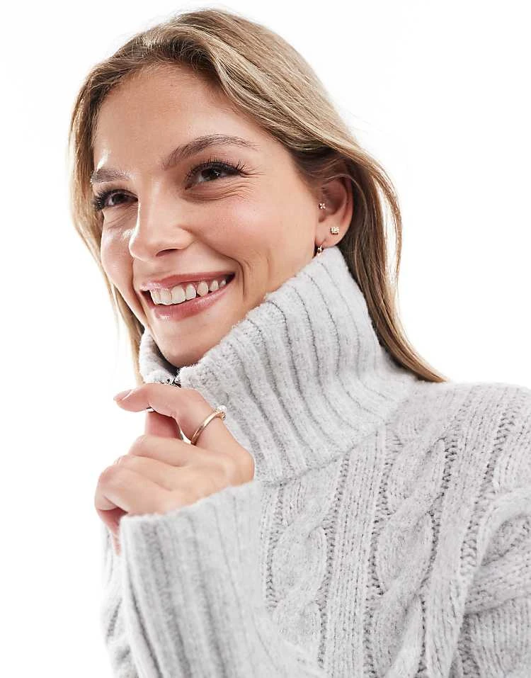 Hollister Double Zip Knitted Jumper In Grey For Women Light Grey 4 Hollister Double Zip Knitted Jumper In Grey For Women Light Grey - Image 2