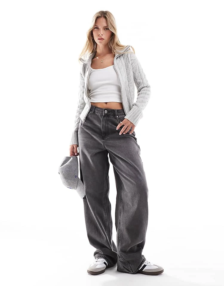 Hollister Double Zip Knitted Jumper In Grey For Women Light Grey 5 Hollister Double Zip Knitted Jumper In Grey For Women Light Grey - Image 3