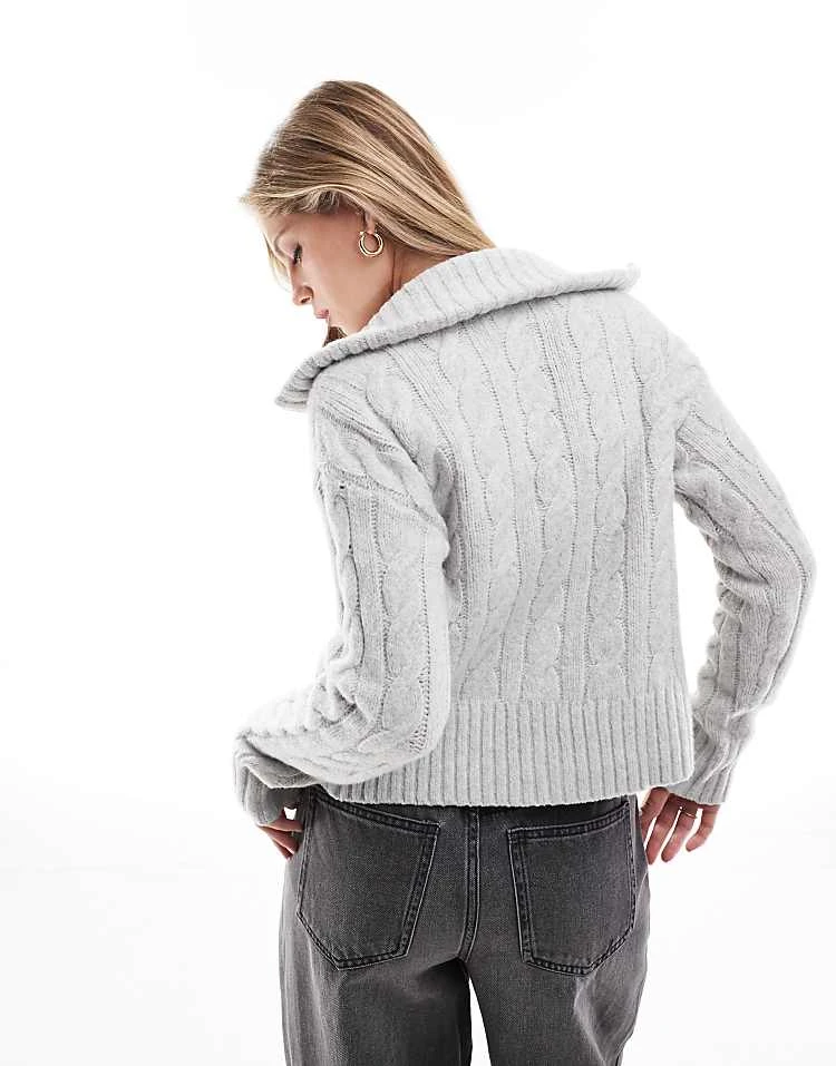 Hollister Double Zip Knitted Jumper In Grey For Women Light Grey 6 Hollister Double Zip Knitted Jumper In Grey For Women Light Grey - Image 4