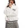 Hollister Motif Detail Quarter Zip Sweat Top In White For Women