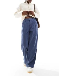Hollister High Waist Tailored Wide Leg Trouser In Navy For Women -Hollister Shop 207362674 1 navy 1