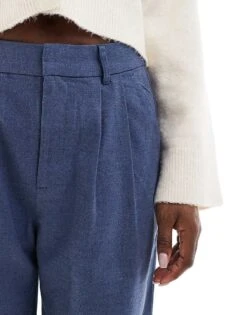 Hollister High Waist Tailored Wide Leg Trouser In Navy For Women -Hollister Shop 207362674 4