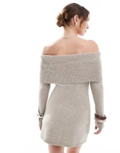 Hollister Off Shoulder Skater Cable Knit Sweater Dress In Oatmeal For Women Light Brown 10 Hollister Off Shoulder Skater Cable Knit Sweater Dress In Oatmeal For Women Light Brown -Hollister Shop 207362736 4