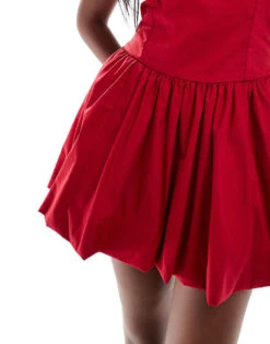 Hollister Halterneck Bubble Hem Mini Dress In Red For Women -Hollister Shop 207528882 3