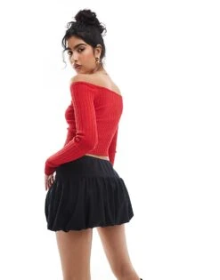 Hollister Low Rise Bubble Skirt In Black For Women -Hollister Shop 207528891 3