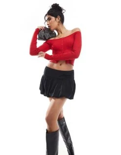 Hollister Low Rise Bubble Skirt In Black For Women -Hollister Shop 207528891 4