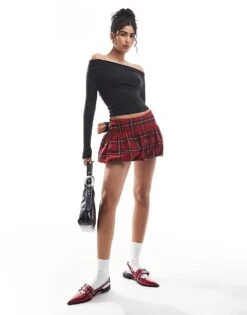 Hollister Low Rise Bubble Skirt In Red Tartan Print For Women Multi -Hollister Shop 207528900 1 multi 1