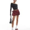 Hollister Low Rise Bubble Skirt In Red Tartan Print For Women Multi
