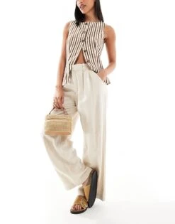 Hollister Ultra High Rise Linen Trouser In Beige For Women -Hollister Shop 207832813 1 beige 1