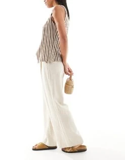 Hollister Ultra High Rise Linen Trouser In Beige For Women -Hollister Shop 207832813 4