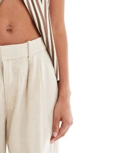 Hollister Ultra High Rise Linen Trouser In Beige For Women -Hollister Shop 207832813 5