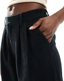 Hollister Ultra High Rise Linen Trouser In Black For Women -Hollister Shop 207832814 5