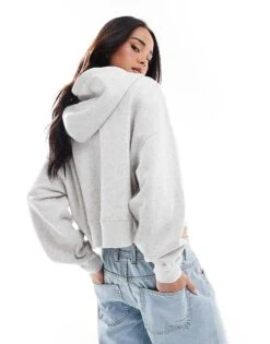 Hollister Boxy Cropped Zip Through Hoodie In Grey For Women -Hollister Shop 207832832 4