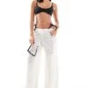 Hollister Low Rise Crochet Beach Trouser In White For Women